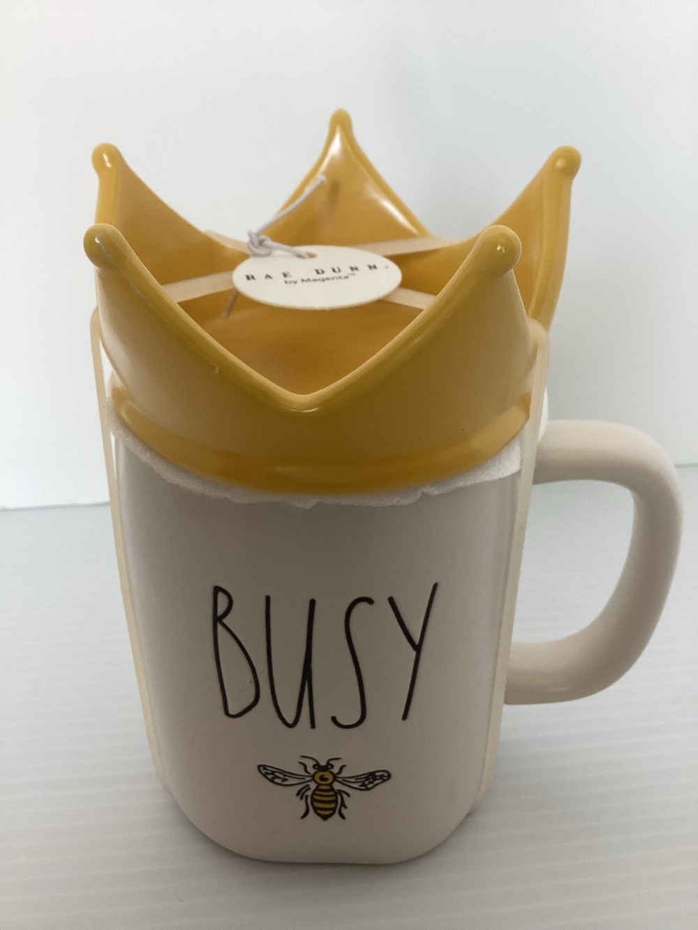 Rae Dunn Busy Bee Mug with Crown Lid. Artisan Collection by Magenta. NWT